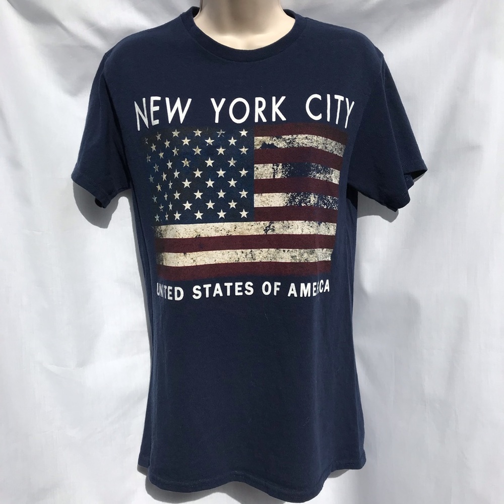 New York City American Flag Graphic Navy T-shirt